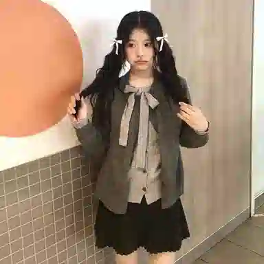 桴生 韩系秋冬慵懒温柔风假两件拼接开衫女装针织衫 女款