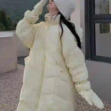 敲模女孩 韩系学院风长款过膝宽松加厚面包服棉服 女款