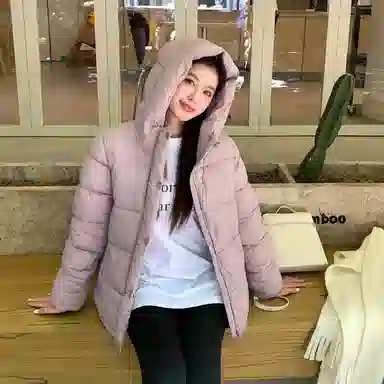 敲模女孩 韩系学院外套宽松面包连帽棉服 女款