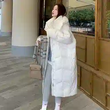 敲模女孩 韩系学院风长款过膝宽松加厚面包服棉服 女款