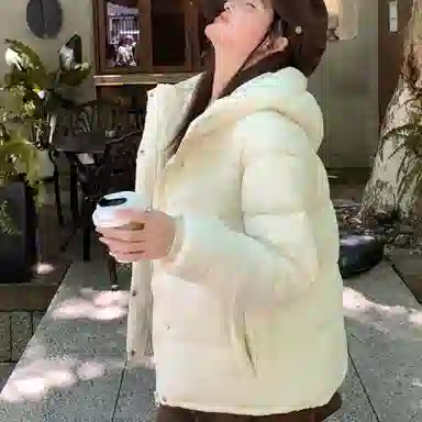 敲模女孩 韩系学院外套宽松面包连帽棉服 女款