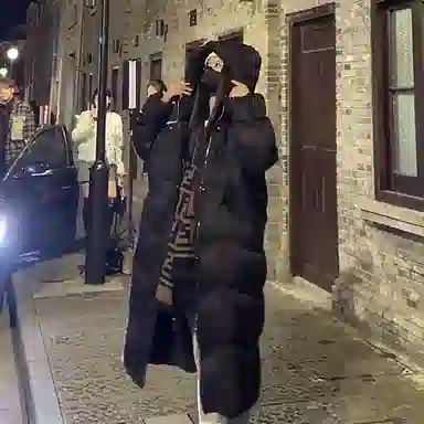 敲模女孩 韩系学院风长款过膝宽松加厚面包服棉服 女款