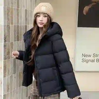 敲模女孩 韩系学院外套宽松面包连帽棉服 女款