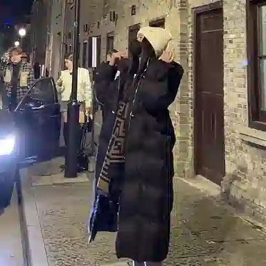 敲模女孩 韩系学院风长款过膝宽松加厚面包服棉服 女款