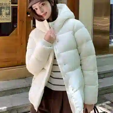 敲模女孩 韩系学院外套宽松面包连帽棉服 女款