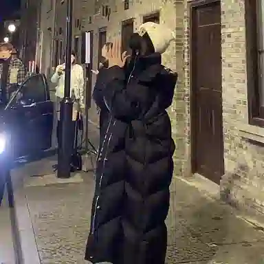 敲模女孩 韩系学院风长款过膝宽松加厚面包服棉服 女款