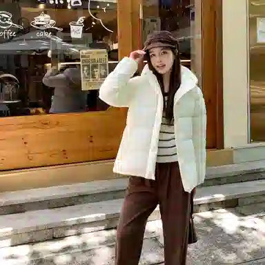 敲模女孩 韩系学院外套宽松面包连帽棉服 女款