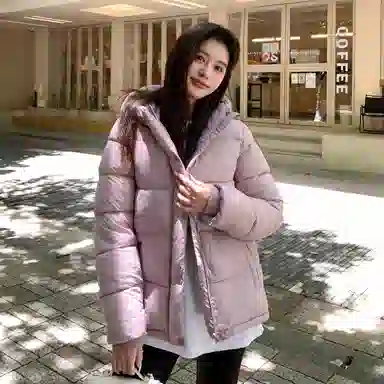 敲模女孩 韩系学院外套宽松面包连帽棉服 女款