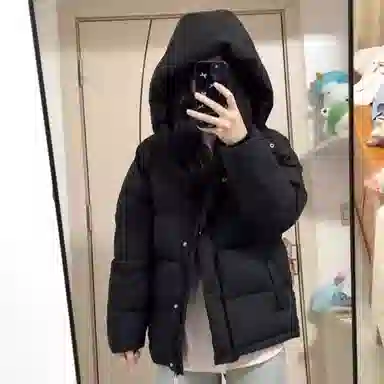 敲模女孩 韩系学院外套宽松面包连帽棉服 女款