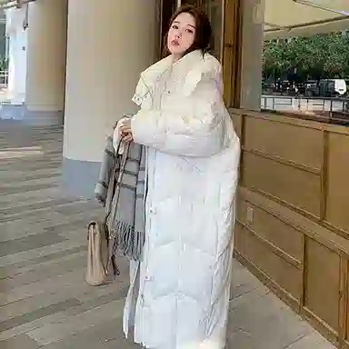 敲模女孩 韩系学院风长款过膝宽松加厚面包服棉服 女款