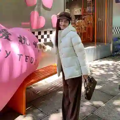 敲模女孩 韩系学院外套宽松面包连帽棉服 女款