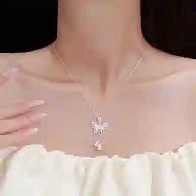 福柚 蝴蝶流苏 接住招财的蝴蝶 蝶舞铃兰新中式花丝镂空流苏可调节温柔清冷感 精美礼盒#好运 合金 项链 女款