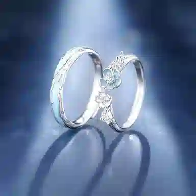 福柚 心动山茶花 轻奢精致恋爱告白立体花卉高级感百搭素圈可调节对戒#好运 合金 戒指 男女同款情侣款