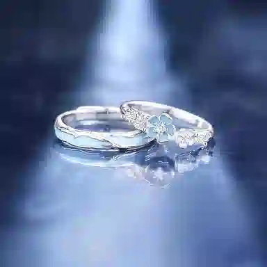 福柚 心动山茶花 轻奢精致恋爱告白立体花卉高级感百搭素圈可调节对戒#好运 合金 戒指 男女同款情侣款