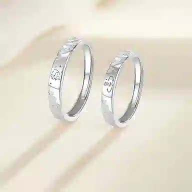 福柚 【免费刻字 代写贺卡】真爱印记对戒可调节精致轻奢小众简约素圈百搭告白约会礼盒 合金 戒指 男女同款情侣款