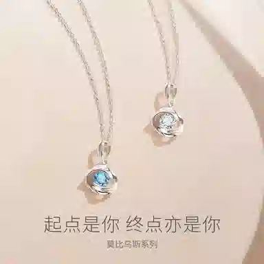 福柚 【可定制 刻字】 经典幸运四叶草莫比乌斯 轻奢小众简约闺蜜百搭高级感设计锁骨链女士 女朋友表白告白礼盒 合金 项链 女款