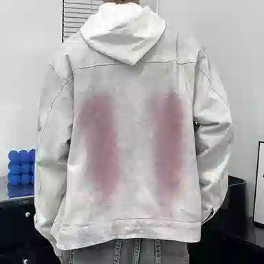 拓菲 涂鸦水洗牛仔外套春秋美式复古潮流痞帅嘻哈宽松休闲工装夹克 男女同款