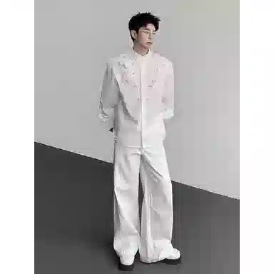 拓菲 立体重工设计感礼服长袖高级感婚礼宴会穿搭衬衣外套潮衬衫男 男女同款