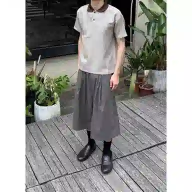 拓菲 美式千鸟格拼接老钱风阔腿西裤七分休闲短裤 男女同款