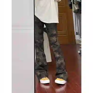拓菲 薄款迷彩潮牌痞帅炸街工装牛仔裤 男女同款