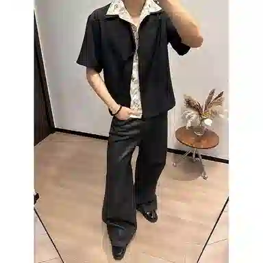 拓菲 痞帅高街复古高级感气质短袖衬衫 男女同款