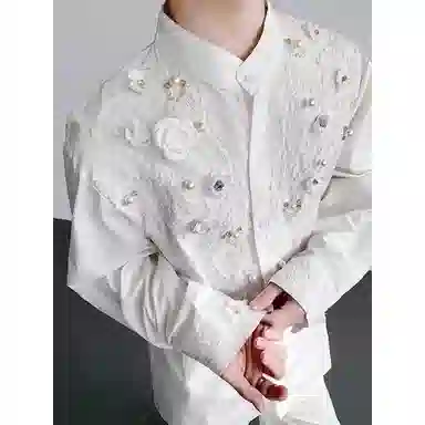 拓菲 立体重工设计感礼服长袖高级感婚礼宴会穿搭衬衣外套潮衬衫男 男女同款