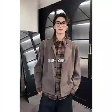拓菲 假两件拼接老钱风开衫纯色百搭针织衫 男女同款