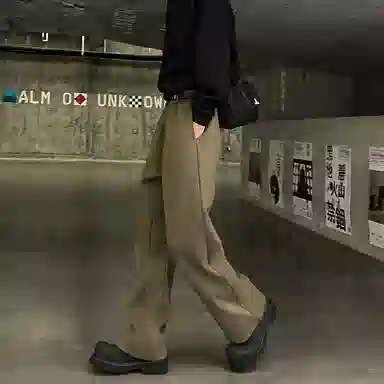 拓菲 设计感拼接秋季氛围感搭配长裤时尚潮牌宽松直筒裤休闲裤男士 男女同款