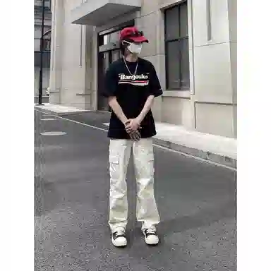 拓菲 机能伞兵工装裤子夏季阔腿裤直筒拖地休闲长裤 男女同款