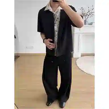 拓菲 痞帅高街复古高级感气质短袖衬衫 男女同款