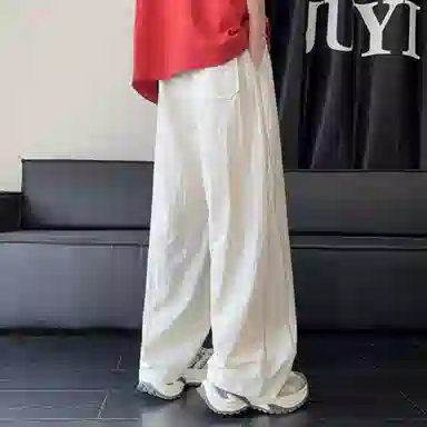 拓菲 轻薄凉感裤子夏季薄款美式宽松直筒条纹运动休闲裤 男女同款