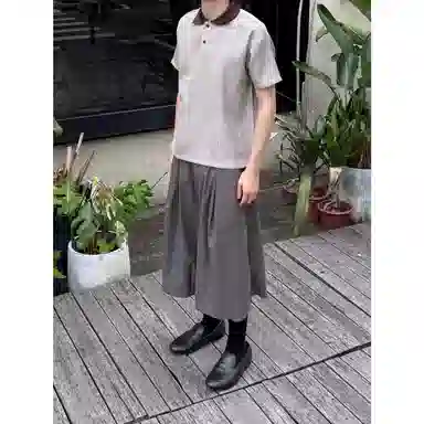 拓菲 美式千鸟格拼接老钱风阔腿西裤七分休闲短裤 男女同款