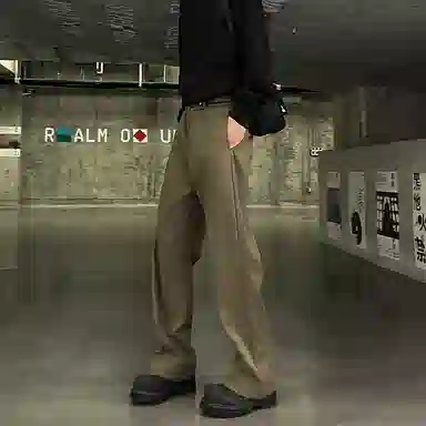 拓菲 设计感拼接秋季氛围感搭配长裤时尚潮牌宽松直筒裤休闲裤男士 男女同款