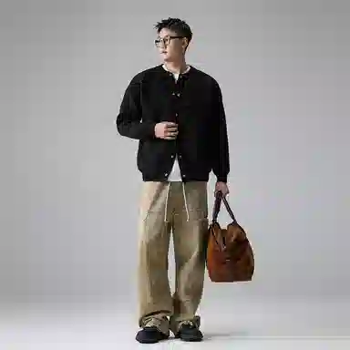 拓菲 外套男高级感秋季小众设计感美式正肩短款开衫针织衫 男女同款