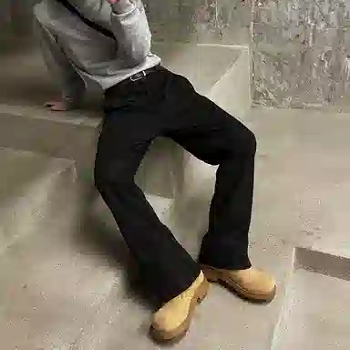 拓菲 设计感拼接秋季氛围感搭配长裤时尚潮牌宽松直筒裤休闲裤男士 男女同款