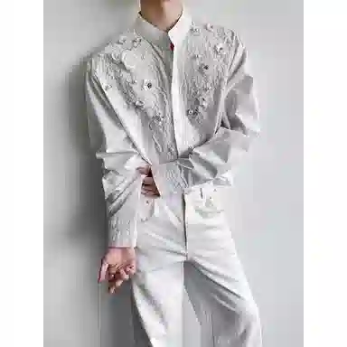 拓菲 立体重工设计感礼服长袖高级感婚礼宴会穿搭衬衣外套潮衬衫男 男女同款