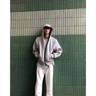 拓菲 美式高街复古纯色重磅连帽开衫 日常通勤百搭无性别穿搭卫衣 男女同款