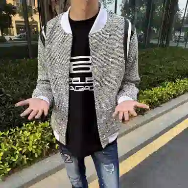 拓菲 潮流撞色复古小香风棒球外套情侣设计宽松慵懒上衣夹克 男女同款
