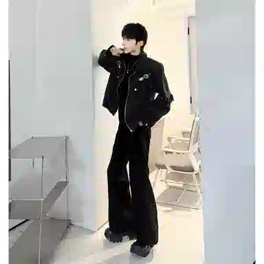 拓菲 美式短款工装纯色舒适百搭长袖夹克 男女同款