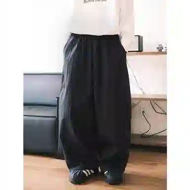 拓菲 美式高街时尚复古竖条纹棉弯刀阔腿裤可束脚可拖地休闲裤 男女同款