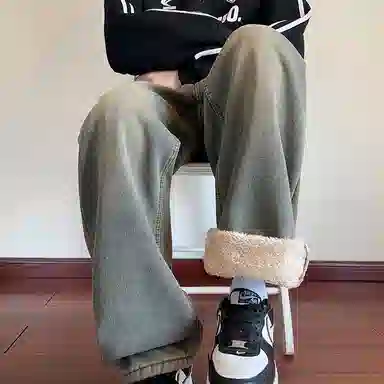 拓菲 美式复古阔腿男士直筒宽松潮流高街休闲长裤子男款秋季牛仔裤 男女同款