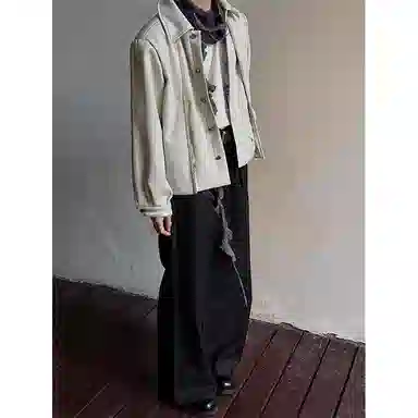 拓菲  宫廷花卉进口亚麻混纺面料短宽肌理编织多形态剪裁夹克 男女同款