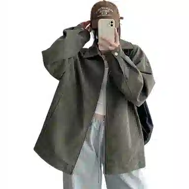 拓菲 美式复古高街满印扎染灯芯绒上衣落肩休闲百搭宽松翻领夹克 男女同款