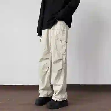 拓菲 机能伞兵工装裤子夏季阔腿裤直筒拖地休闲长裤 男女同款