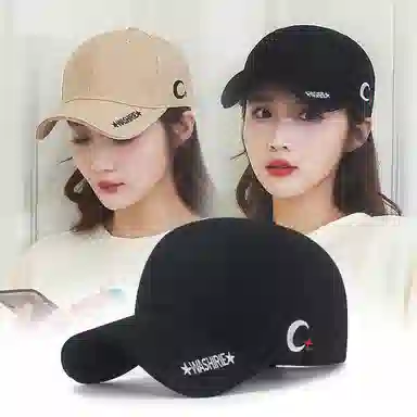 春夏季韩版刺绣月牙遮阳透气显脸小青年学生防晒百搭帽 优质纯棉帽 时尚鸭舌帽 男女同款情侣款