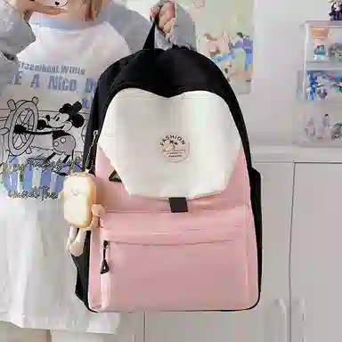 度森袋鼠 高颜值时尚百搭休闲森系撞色初高中上课背包 尼龙 双肩包 女款 多色