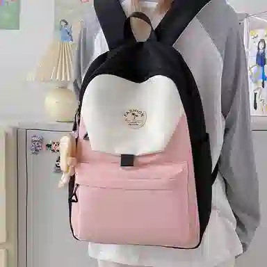 度森袋鼠 高颜值时尚百搭休闲森系撞色初高中上课背包 尼龙 双肩包 女款 多色