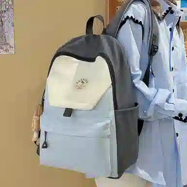 度森袋鼠 高颜值时尚百搭休闲森系撞色初高中上课背包 尼龙 双肩包 女款 多色