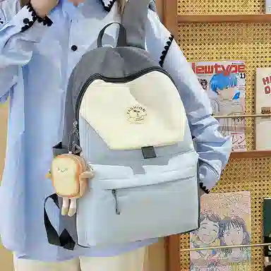 度森袋鼠 高颜值时尚百搭休闲森系撞色初高中上课背包 尼龙 双肩包 女款 多色