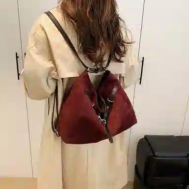 度森袋鼠 时尚复古高级感大容量托特包上班通勤 鹿皮绒 单肩包 常规 女款 多色